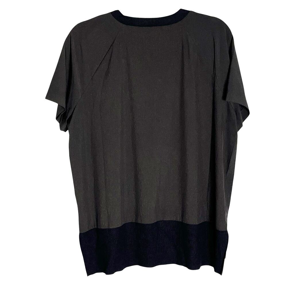 Athleta Zephyr Shell Top Women's Size M Raglan Sleeve Hi Low Ribbed Hem Black - Picture 4 of 9